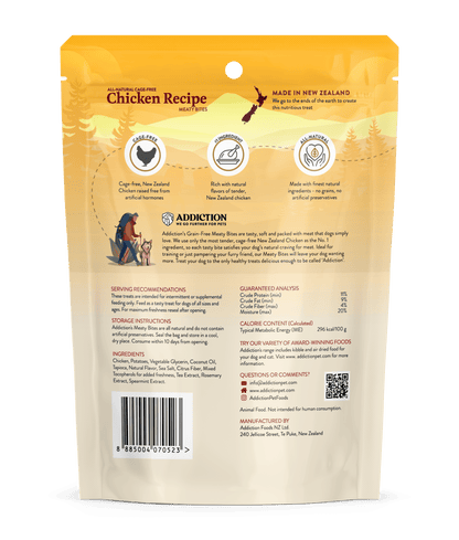 Addiction Treats Addiction  Meaty Bites Chicken Dog Treats 113g