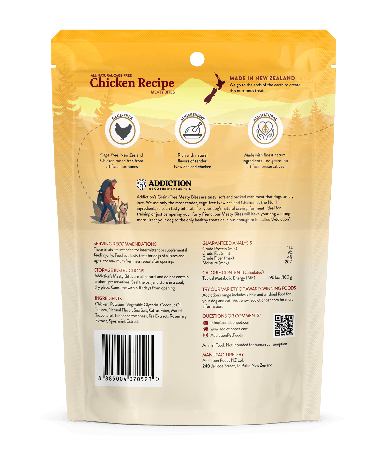 Addiction Treats Addiction  Meaty Bites Chicken Dog Treats 113g