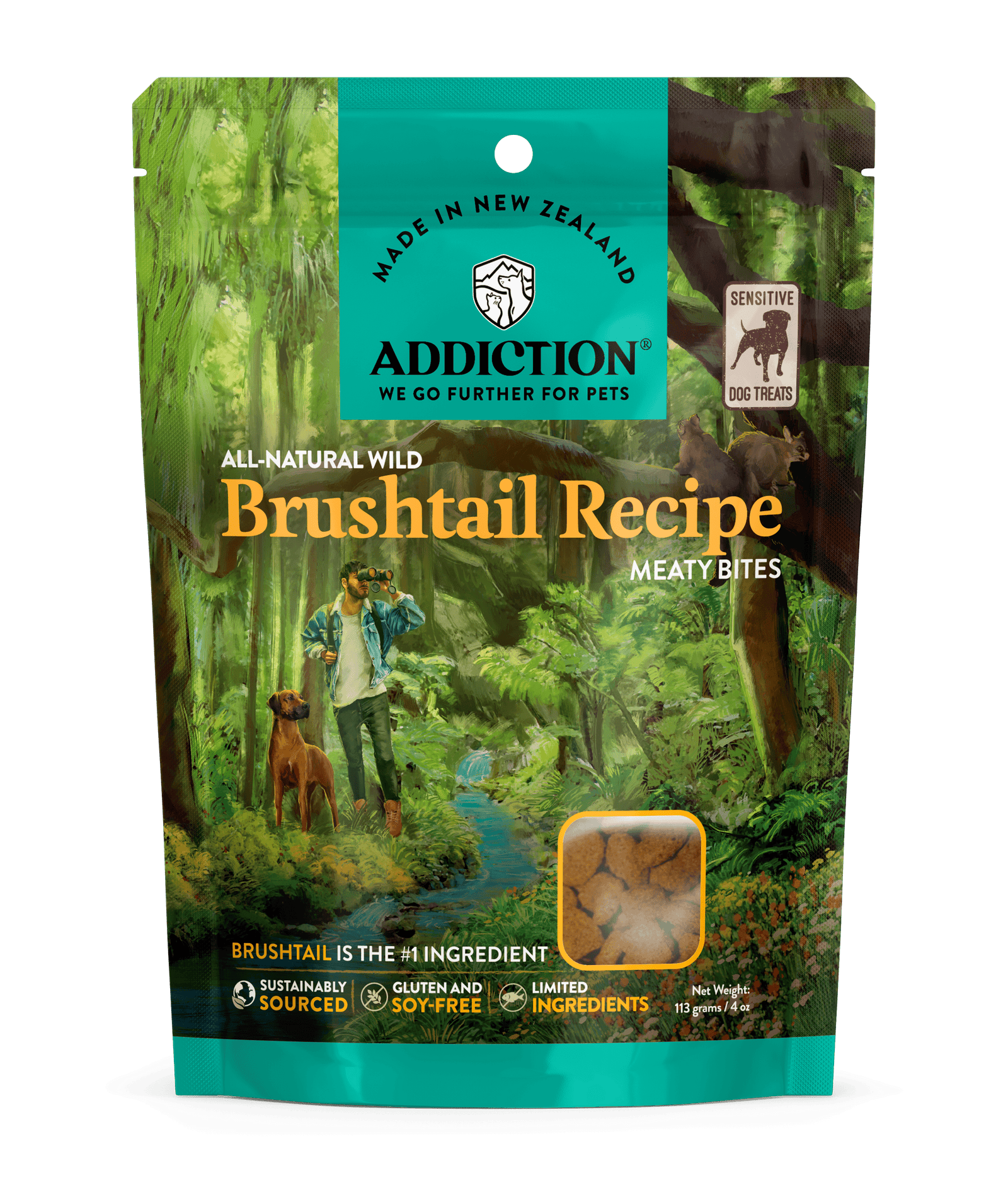Addiction Treats Addiction Meaty Bites Brushtail Dog Treats 113g