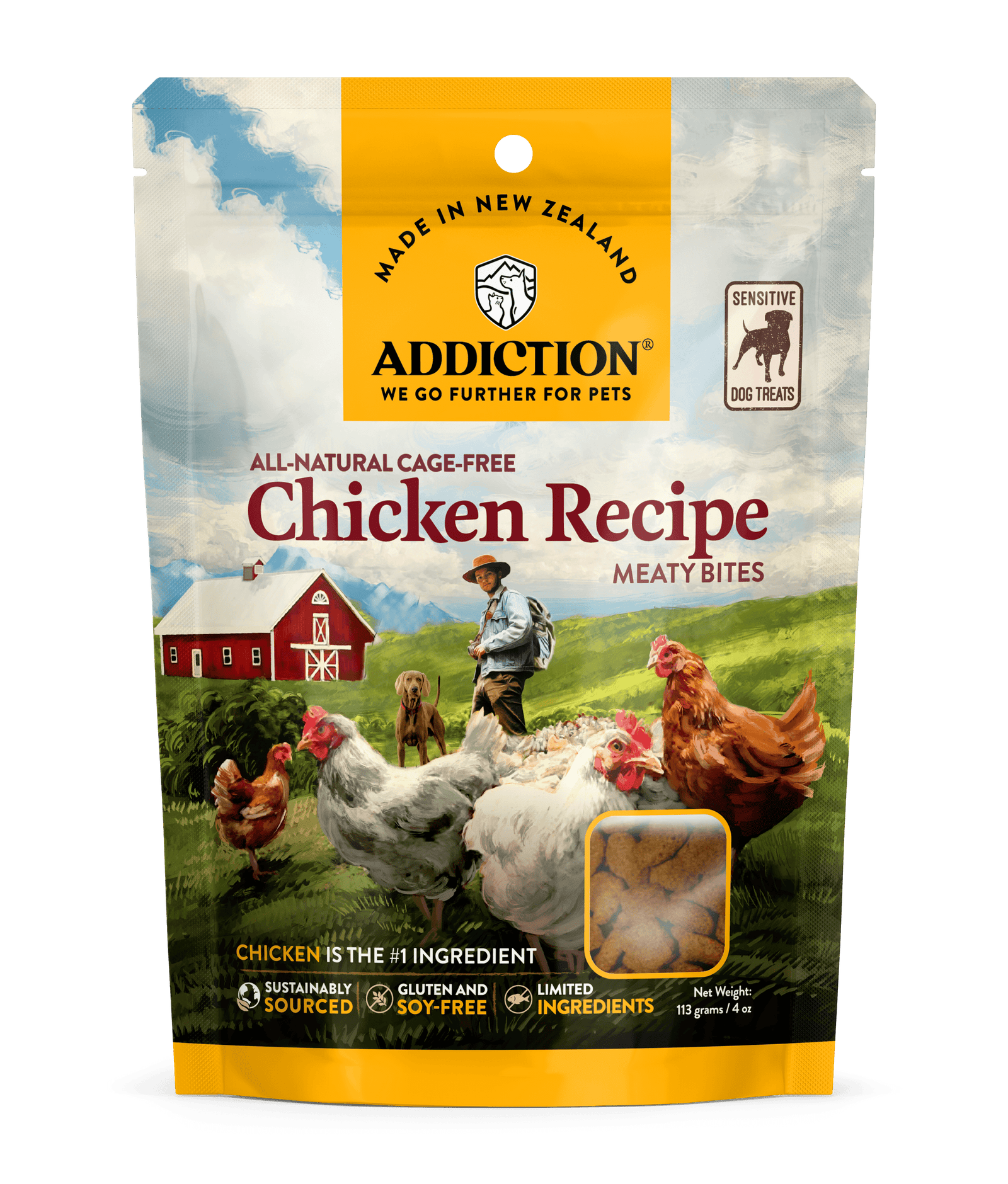 Addiction Treats Addiction  Meaty Bites Chicken Dog Treats 113g