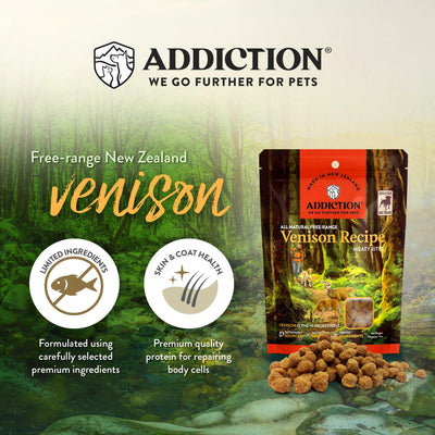 Addiction Treats Addiction Meaty Bites Venison Dog Treats 113g