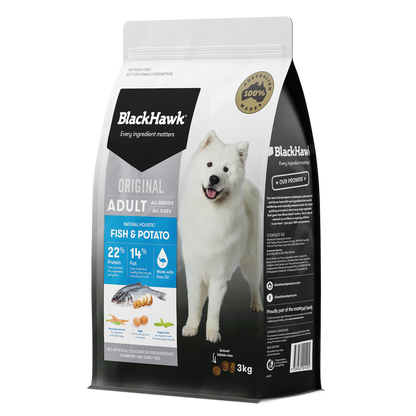 Black Hawk Biscuits 3kg Black Hawk Fish & Potato Adult Dog Food
