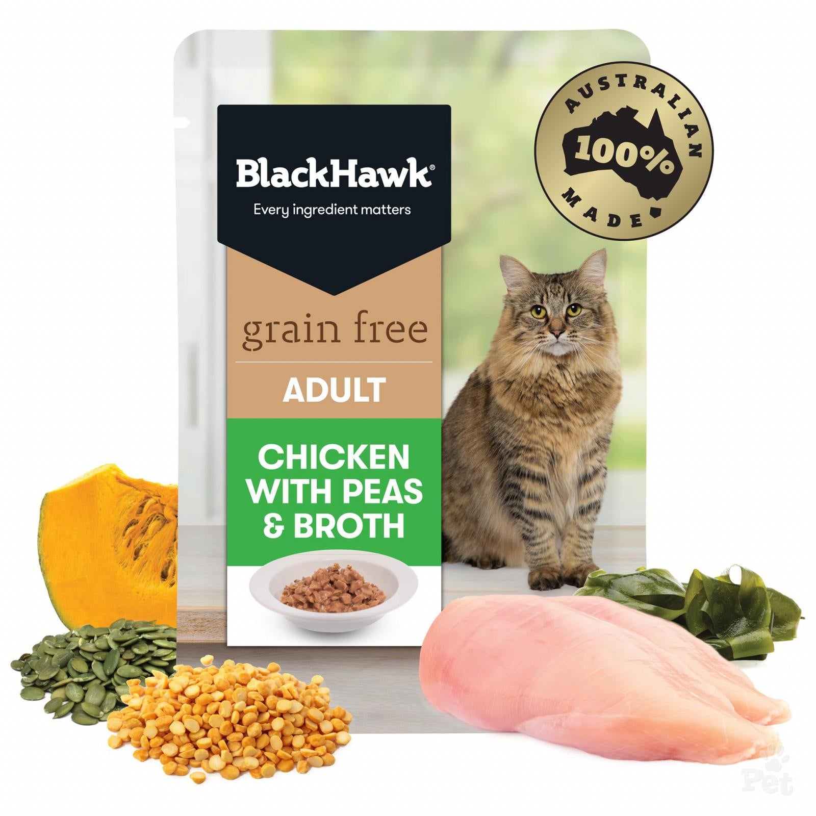 Black Hawk Canned Food Black Hawk  Chicken & Pea Broth Cat Food 85g