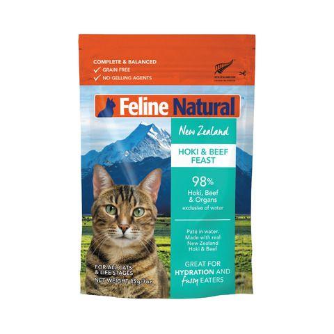 Feline Natural pouches Feline Natural Pouch Hoki & Beef Feast 85g