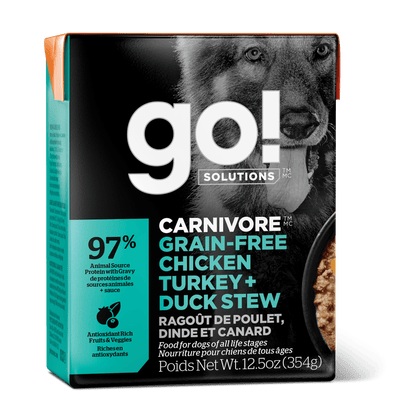 GO! Tetrapak food Go! Solutions Carnivore Chicken, Turkey + Duck Stew 354g