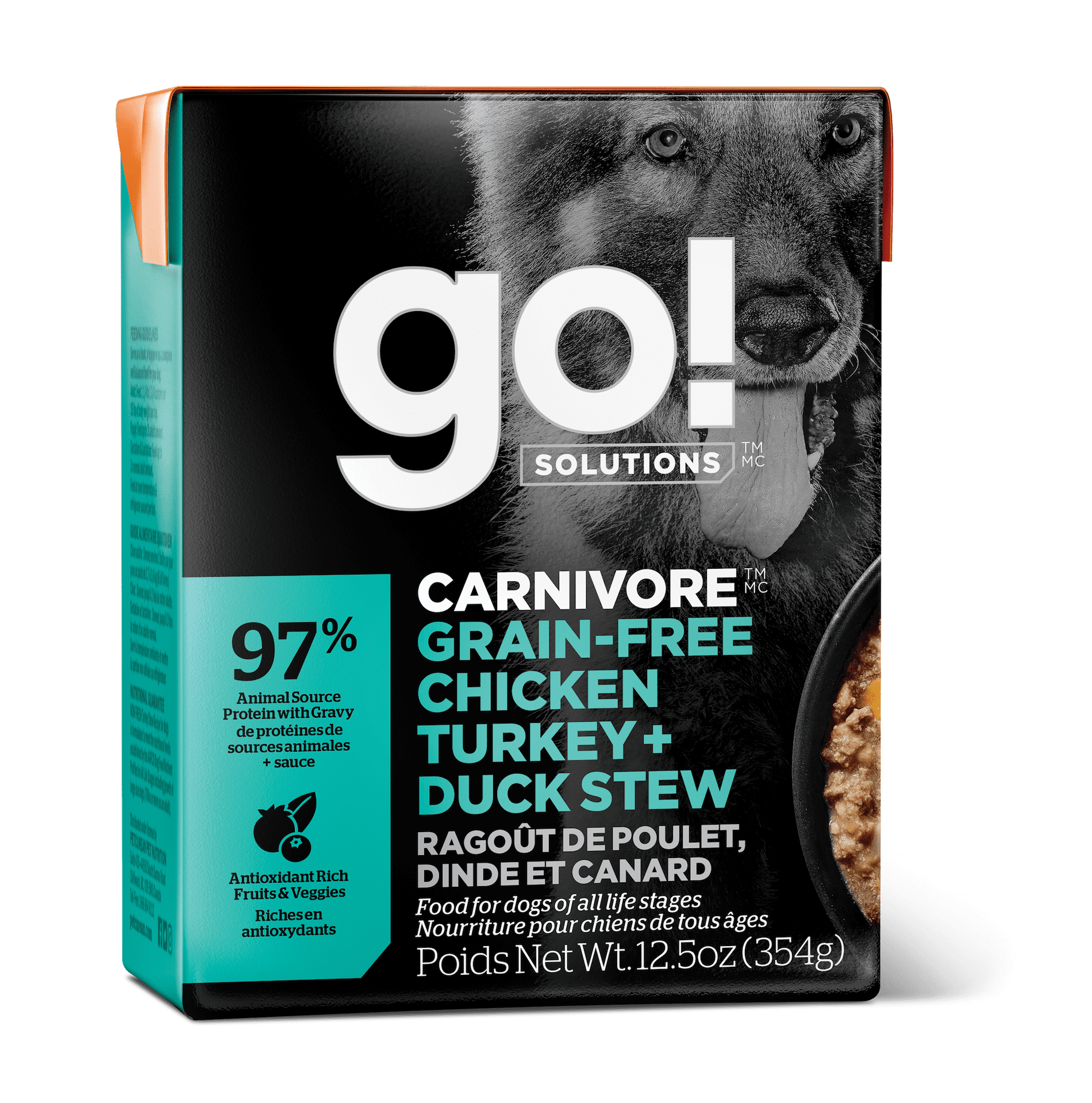GO! Tetrapak food Go! Solutions Carnivore Chicken, Turkey + Duck Stew 354g