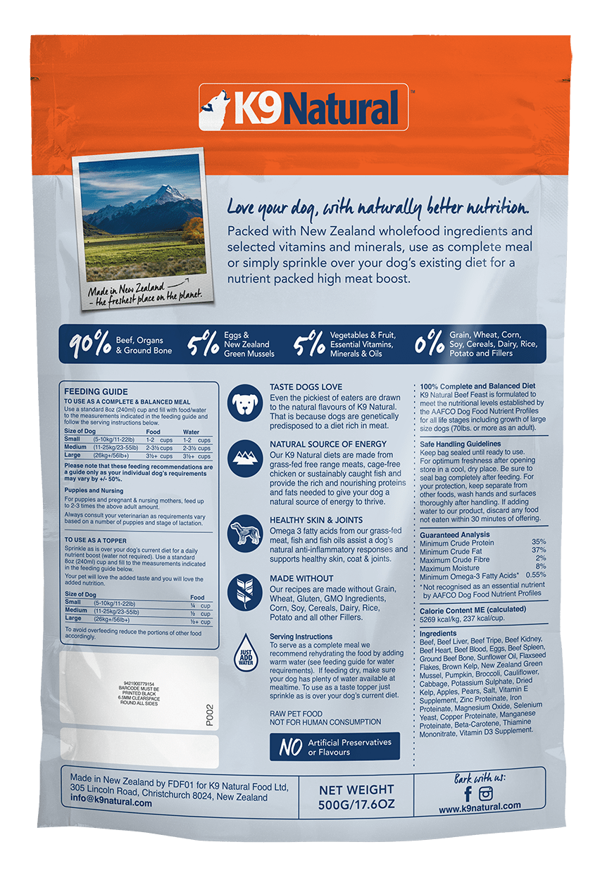 K9 Natural Freeze Dried K9 Natural Beef Feast Freeze Dried