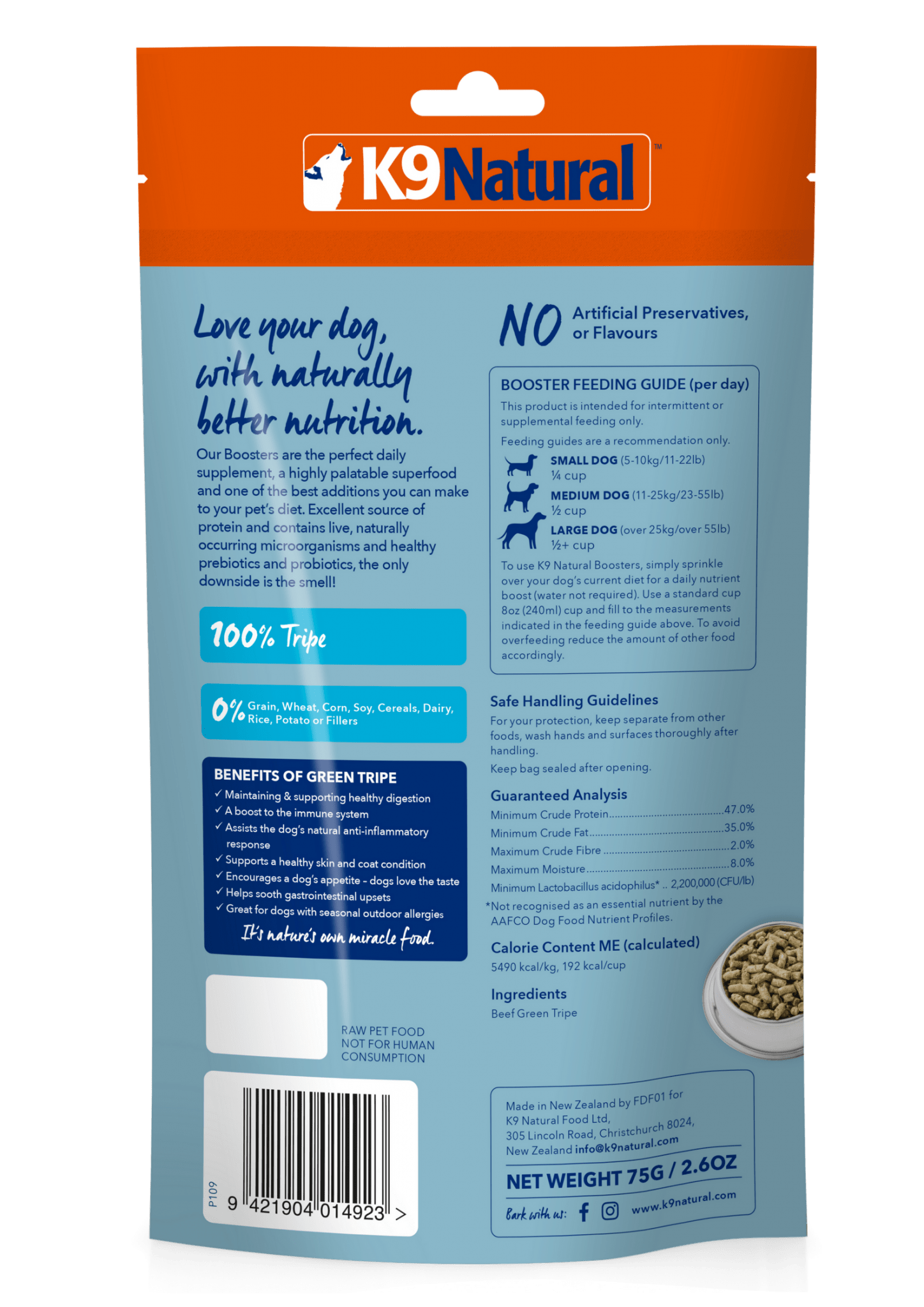 K9 Natural Freeze Dried 250g K9 Natural Freeze Dried Beef Green Tripe Booster