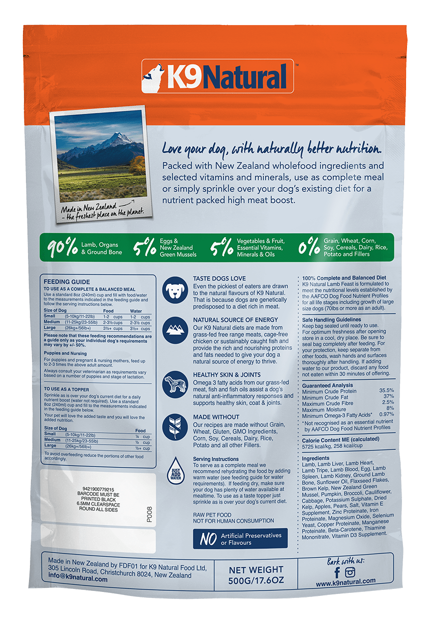 K9 Natural Freeze Dried K9 Natural Freeze Dried Lamb Feast