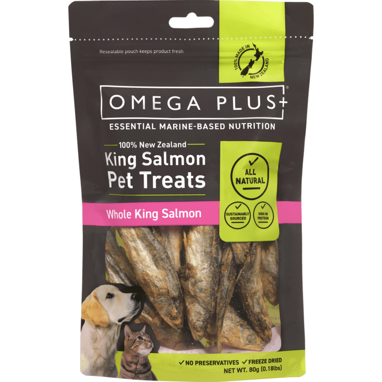 omegaplus Treats Omega Plus Whole King Salmon  Pet Treats 80g