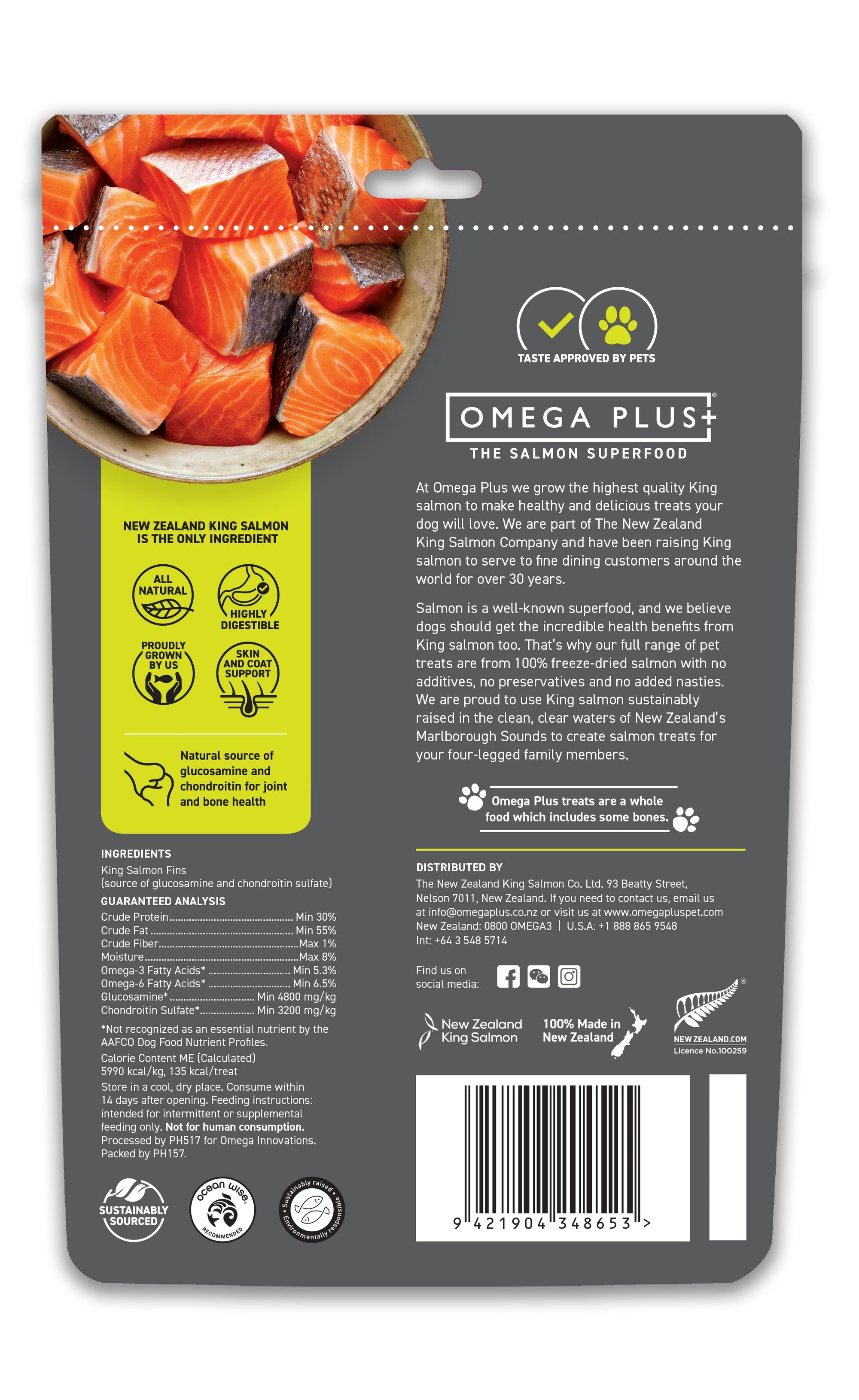 omegaplus Treats OmegaPlus Dog Treat King Salmon Fins 100g