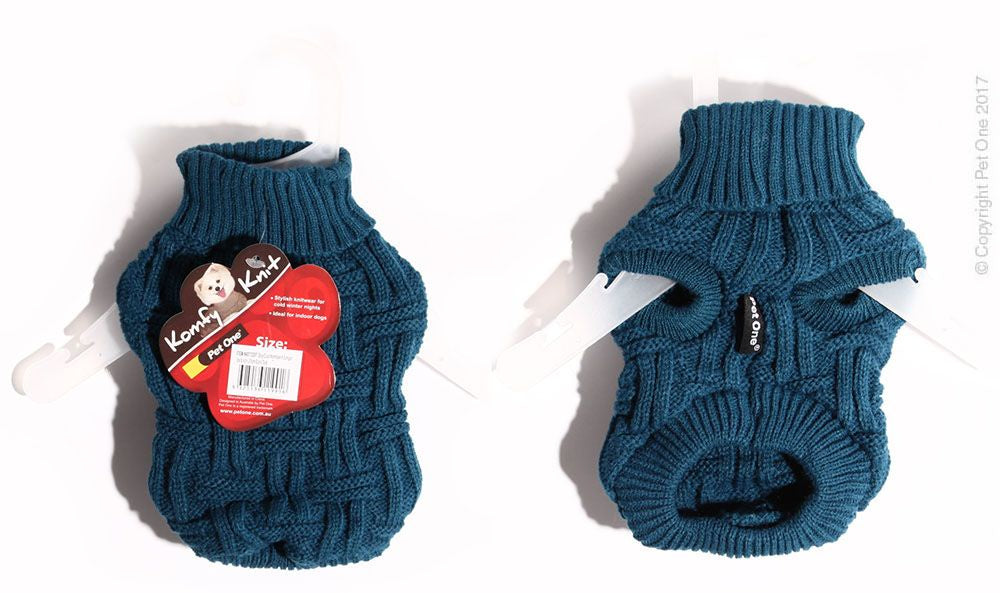 Pet One Apparel Dark Teal / 25cm Pet One Dog Coat Komfyknit Jumper Icelandic