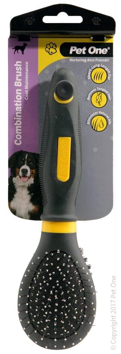 Pet One Grooming Aids Pet One Grooming - Combination Bristle & Metal Pin Brush