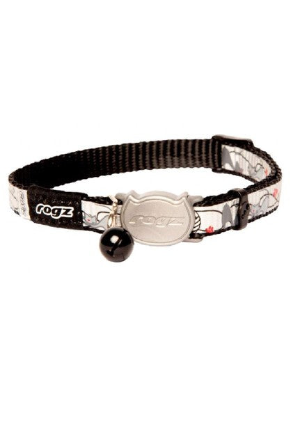 Rogz Collars / Leads Reflectocat Safeloc Cat Collar Blackcat  XS 16.5cm -23cm 8mm