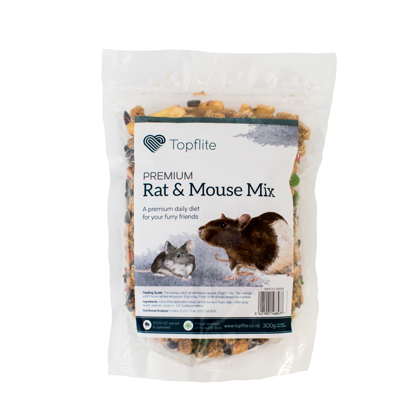 Topflite small animal Topflite Premium Rat and Mice Mix 300g
