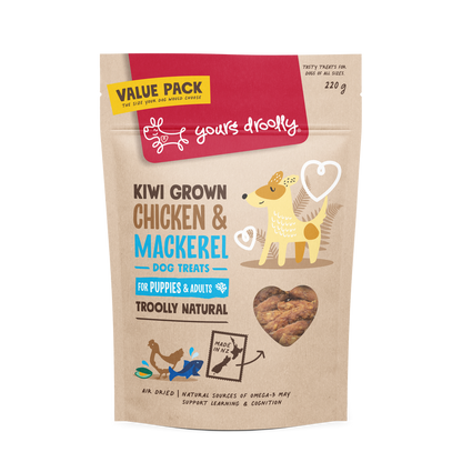 Yours Droolly Treats Yours Droolly Kiwi Grown Chicken and Mackerel Dog Treats 220g