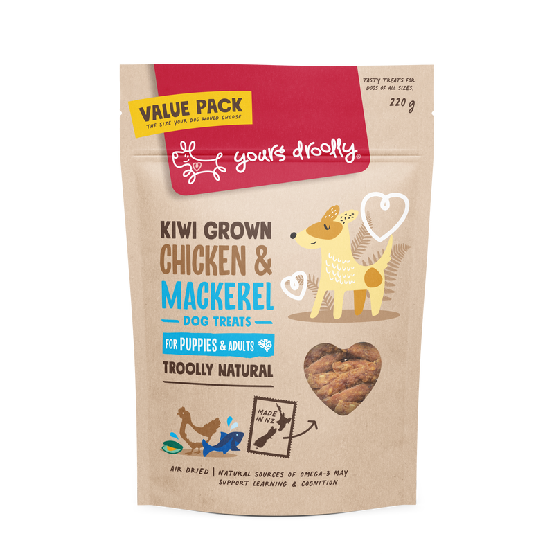 Yours Droolly Treats Yours Droolly Kiwi Grown Chicken and Mackerel Dog Treats 220g
