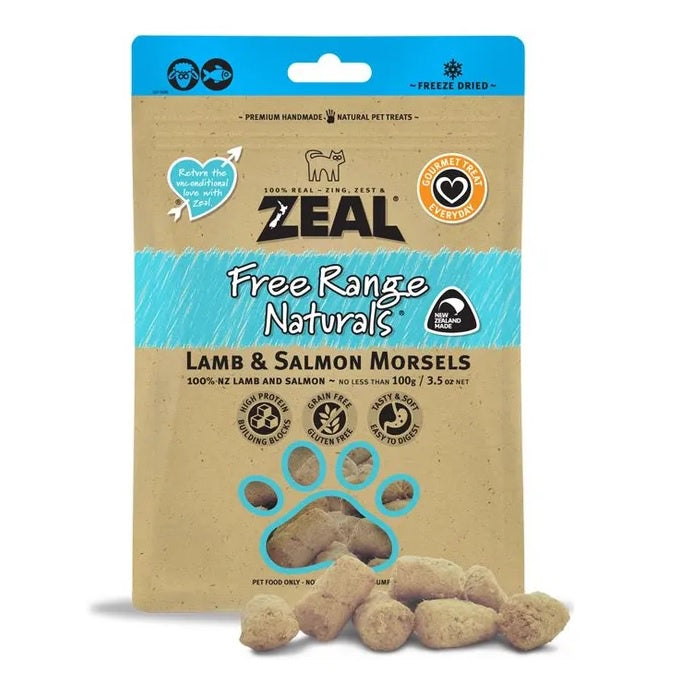 Zeal Treats Zeal Freeze Dried Lamb & Salmon Morsels 100g
